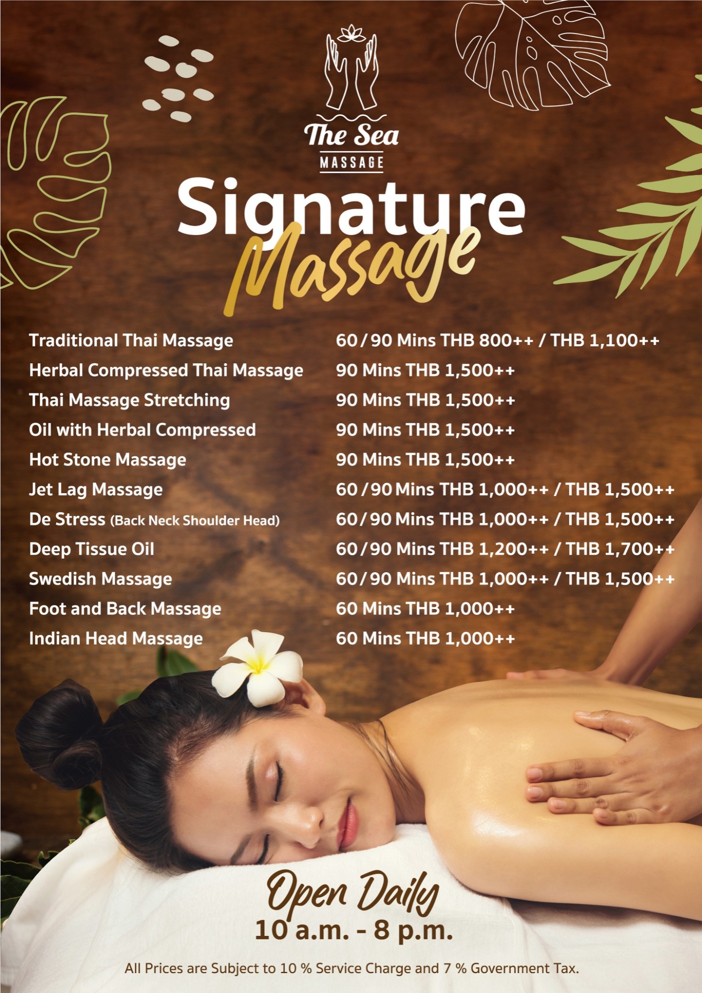 The Sea Massage Menu